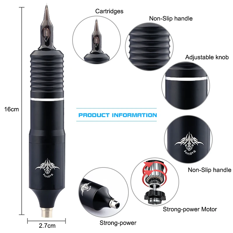 Professional Tattoo Machine Kit Rotary Pen Sets with Cartridges Needles Permanent Makeup Machine Tattoo Supplies for Body Art