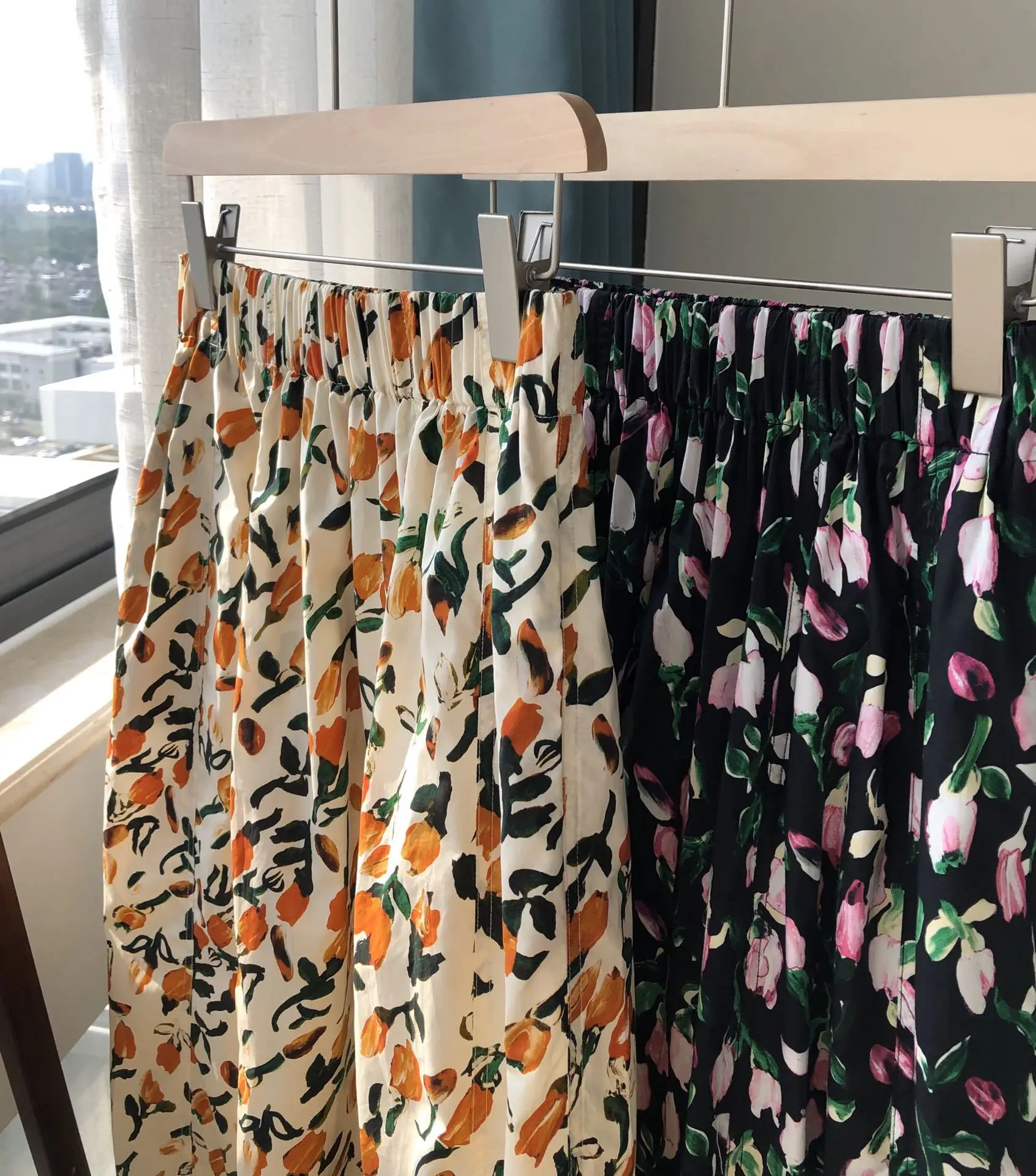 Женская Юбка-миди из 2021 хлопка юбка с принтом раскрашенным маслом эластичным