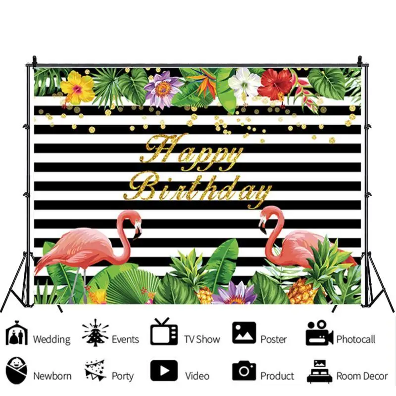 Новый стиль фламинго на день рождения для детей мультфильм Виниловый фон