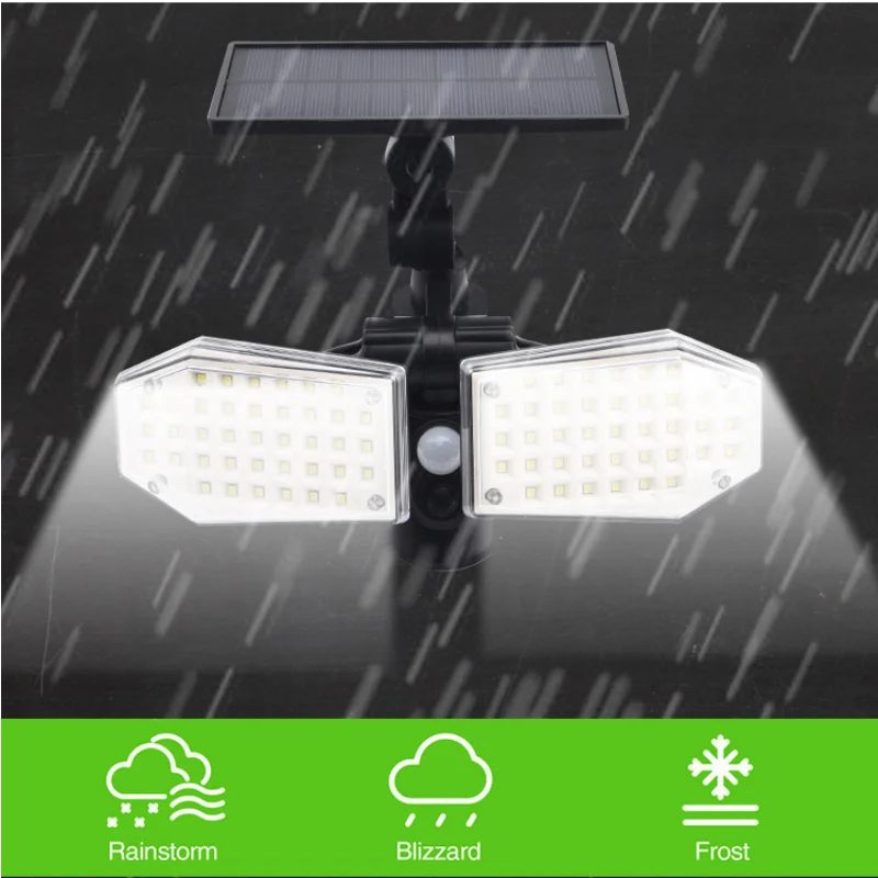 

78 LED Solar Light Dual Head Solar Lamp PIR Motion Sensor Spotlight Waterproof Outdoor Adjustable Angle Lights For Garden Wall