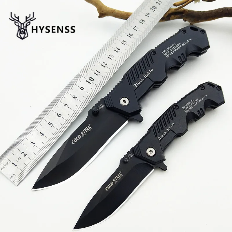 

Hysenss 5CR13 Blade High Hardness Tactical Folding Knife Steel + Aluminium Black Handle Outdoor Survival Pocket Knife EDC Tools