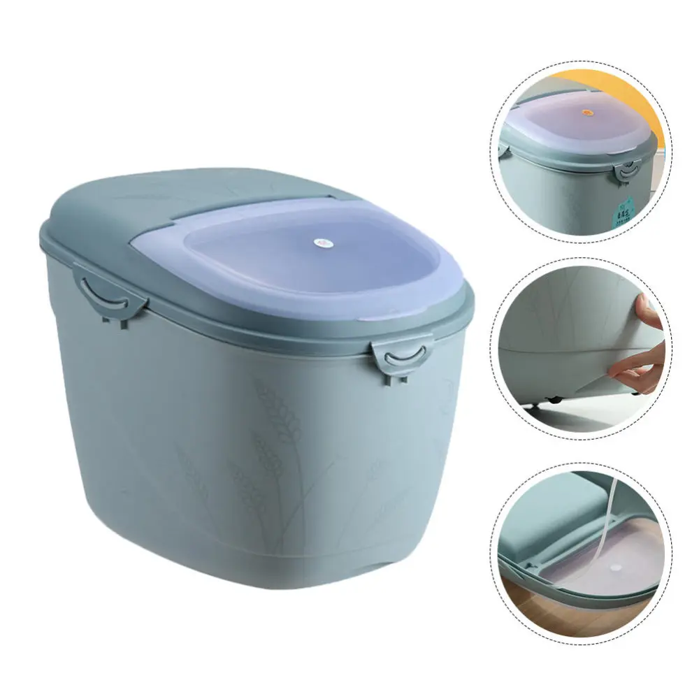 

1Pc Kitchen Rice Bucket Household Sealing Rice Container Rice Bin Blue