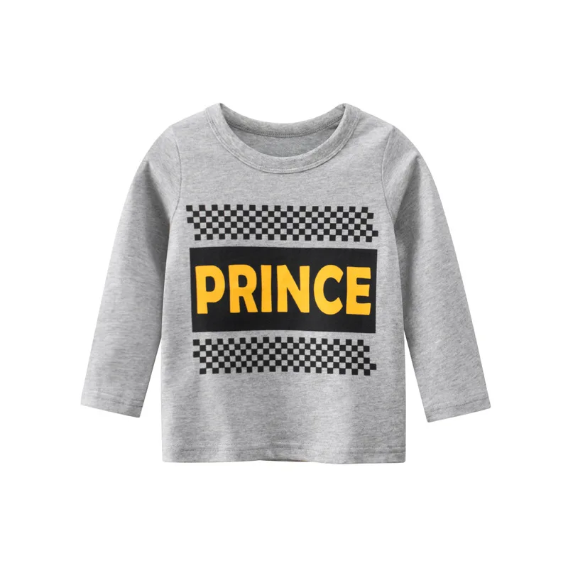 Хлопковая серая футболка с длинным рукавом для мальчиков и девочек 2-9 лет |