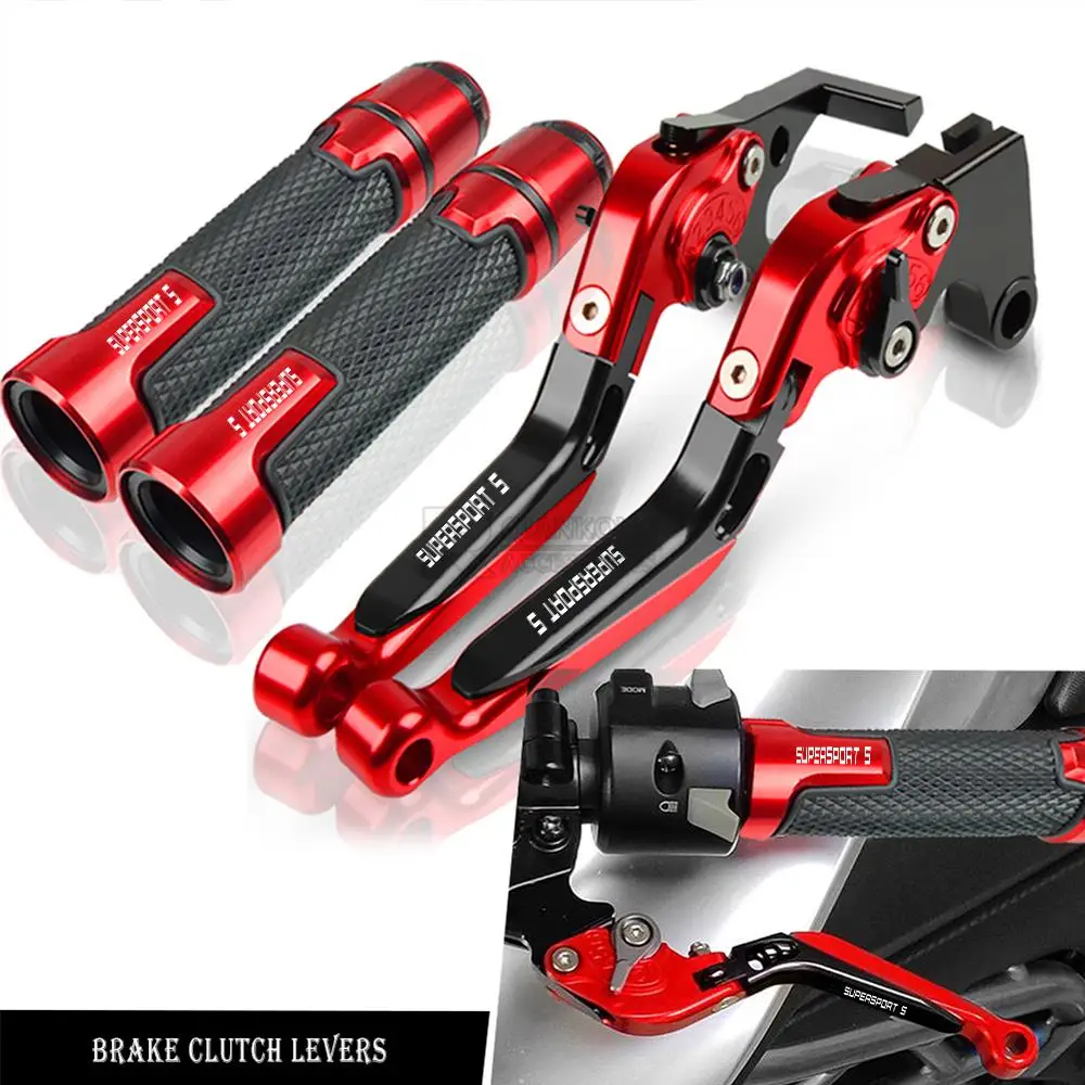

Motorcycle Adjustable Folding Brake Clutch Levers and Anti-skid Handlebar Grips & Hand Ends FOR DUCADI SUPERSPORTS 2017 2018