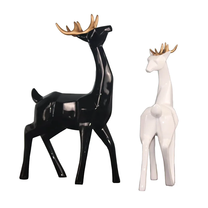 

Nordic Creative Lover Deer Artware Animal Sculpture Home Decoration Accessories Modern Art Resin Statue Room Ornament Craft