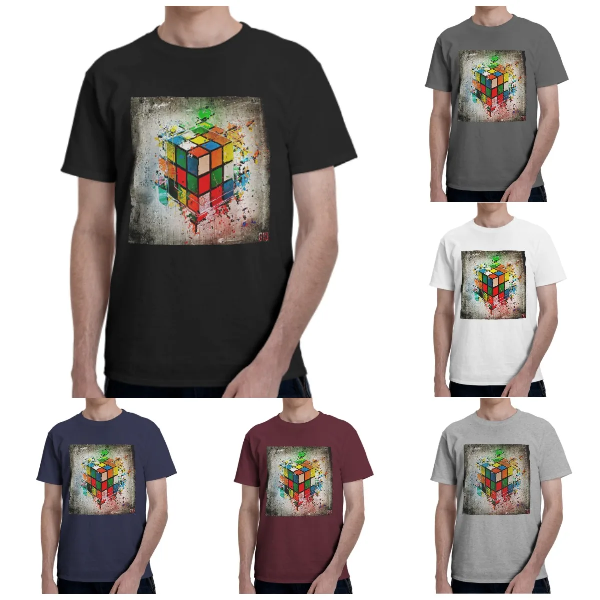 

Casual High Quality Cotton Short Sleeve T-Shirt Magic square printing o-neck t-shirt casual hip hop t-shirt for men