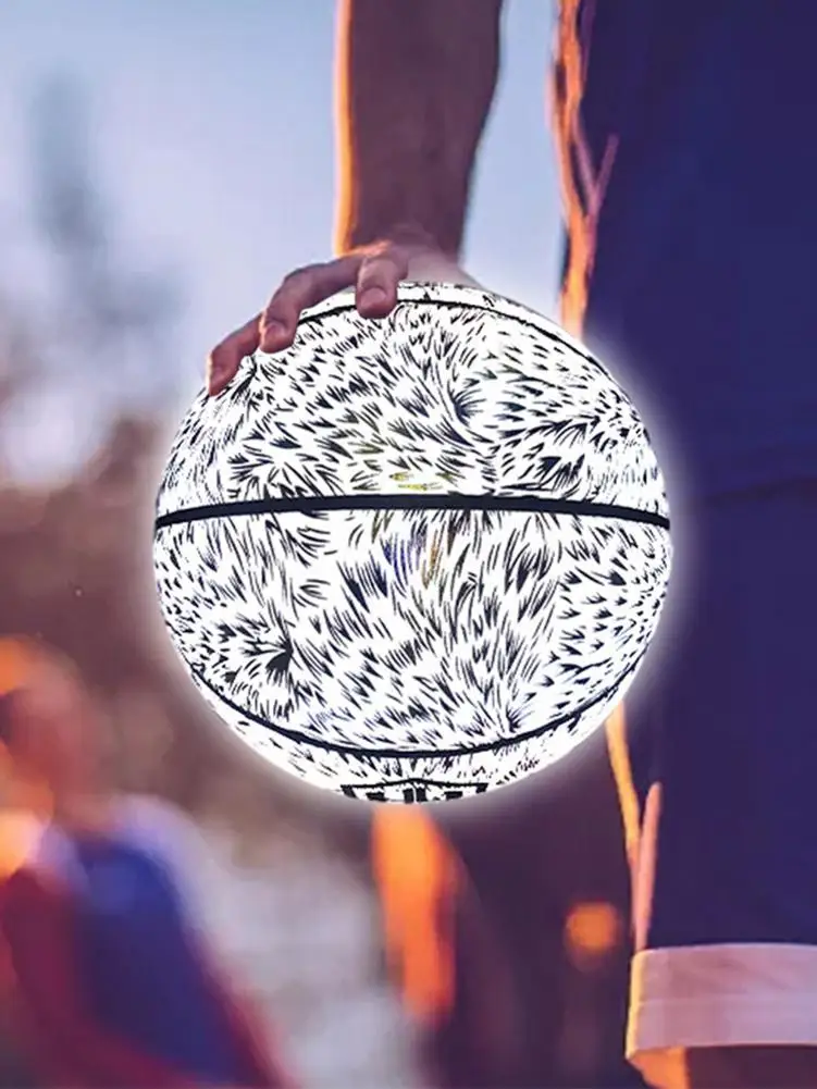 

Светоотражающий светящийся баскетбольный мяч для ночных тренировок баскетбольный мяч белый светоотражающий Размер 7 баскетбольный мяч