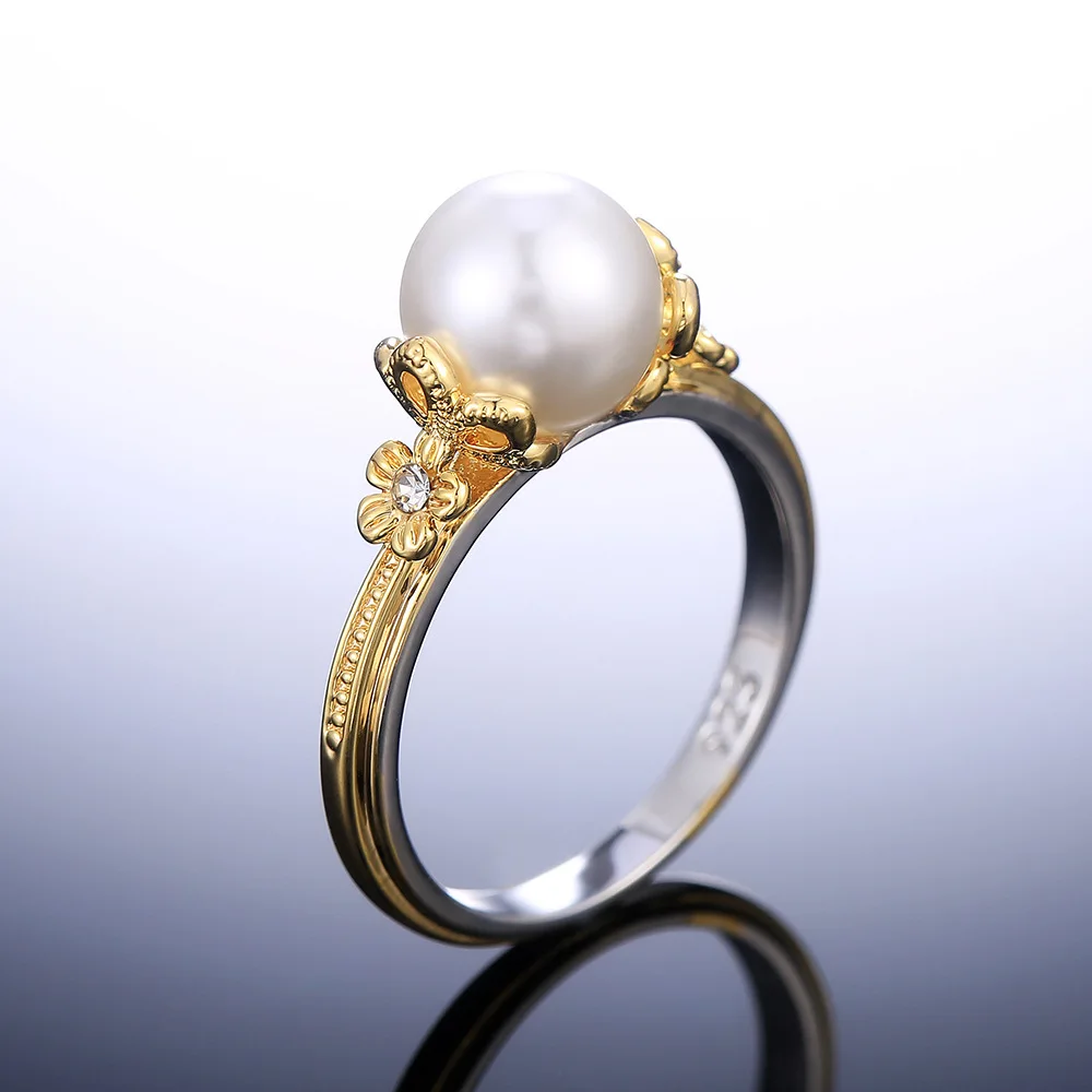 

Hot Selling New Design Big Imitation Pearl Ring for Women High Quality Statement Jewelry Elegant Anniversary Party Ring