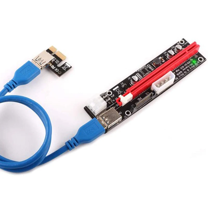 

PCI-E Riser Led Express Cable 1X TO 16X Image Extension Ethereum Mining Powered Riser Adapter Card+60cm USB3.0 Cable