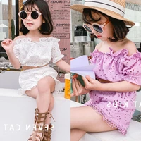girls two piece summer set childrens hollow suit 3 8 years old childrens wear toddler girl clothing set 2021 new style