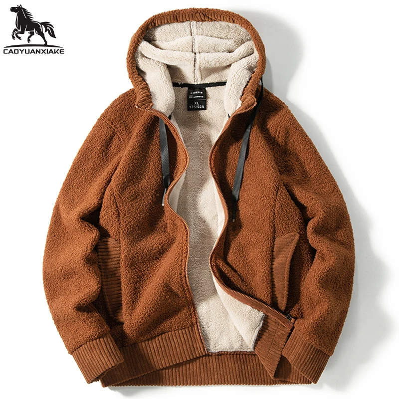 Толстовки для мужчин L-6XL 7XL 8XL мужские зимние кашемировые толстый с капюшоном