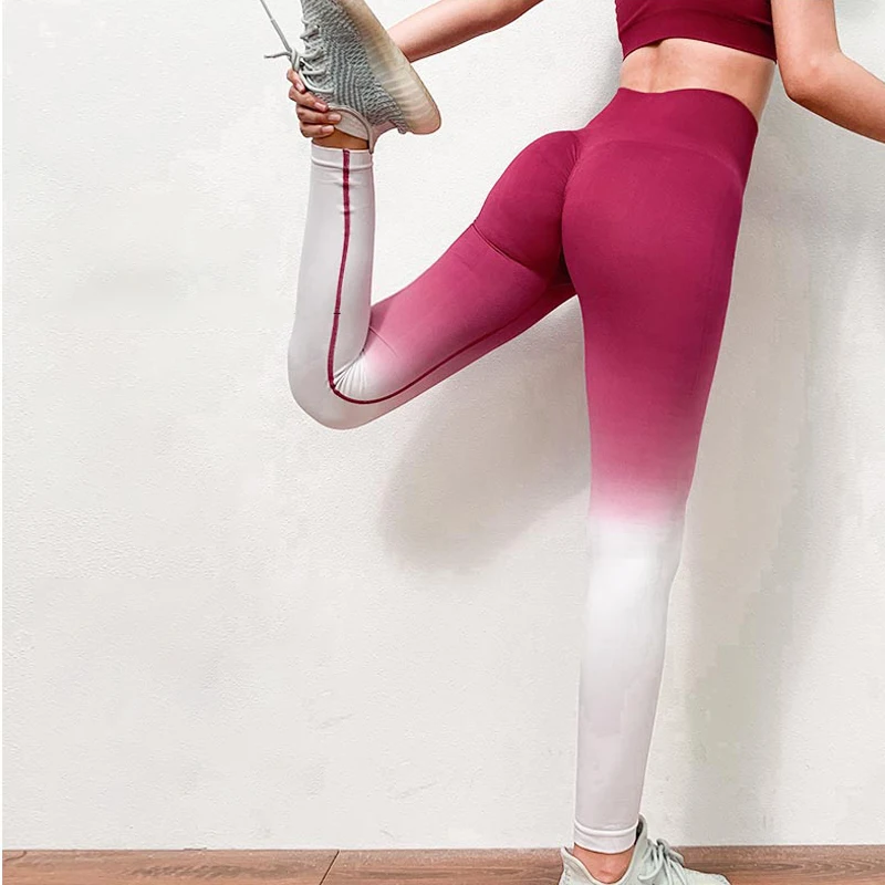 Женский градиентный костюм для бега занятий йогой фитнесом тренировочный