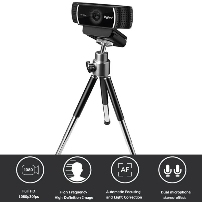 Logitech C922 Pro веб-камера 1080P 30 кадров в секунду, стерео камера со штативом для хромированной ОС MacOS 10
