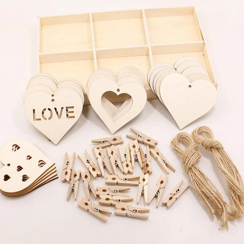 10 шт. кулон из натурального дерева сделай сам в форме сердца с узором деревянные