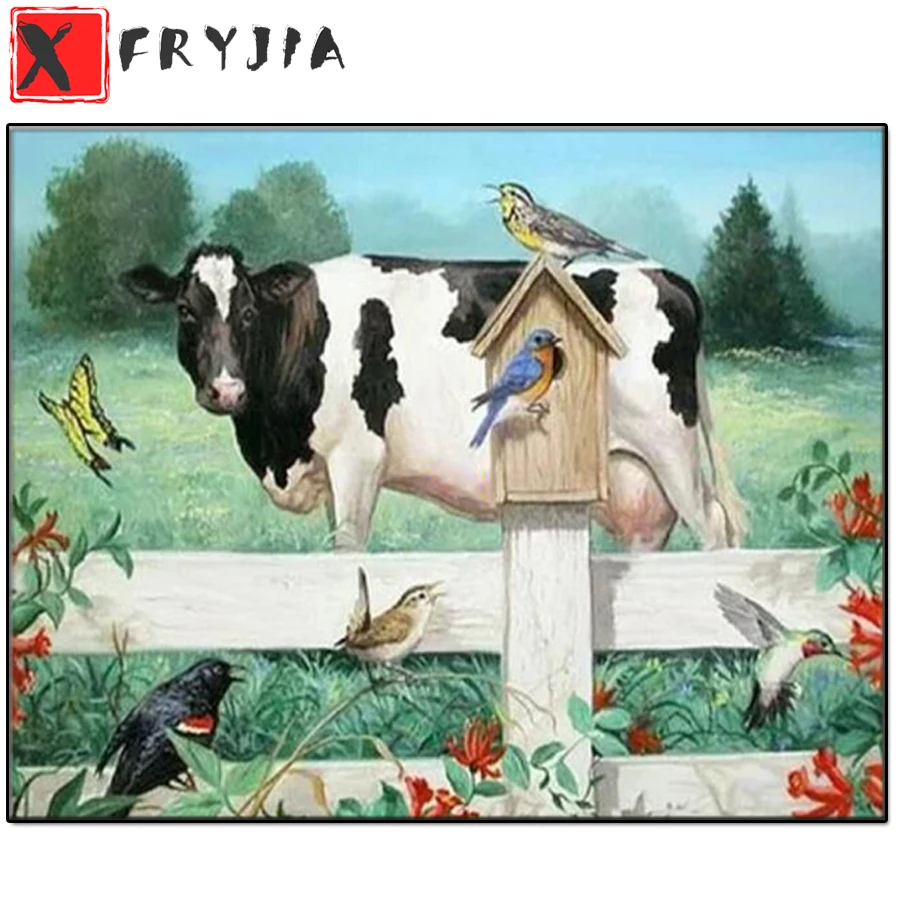 

Алмазная 5d картина «Молочная корова», полная Новинка 2021, мозаика, искусство, алмазная вышивка, животные, птицы, пейзаж, голландский хобби, до...