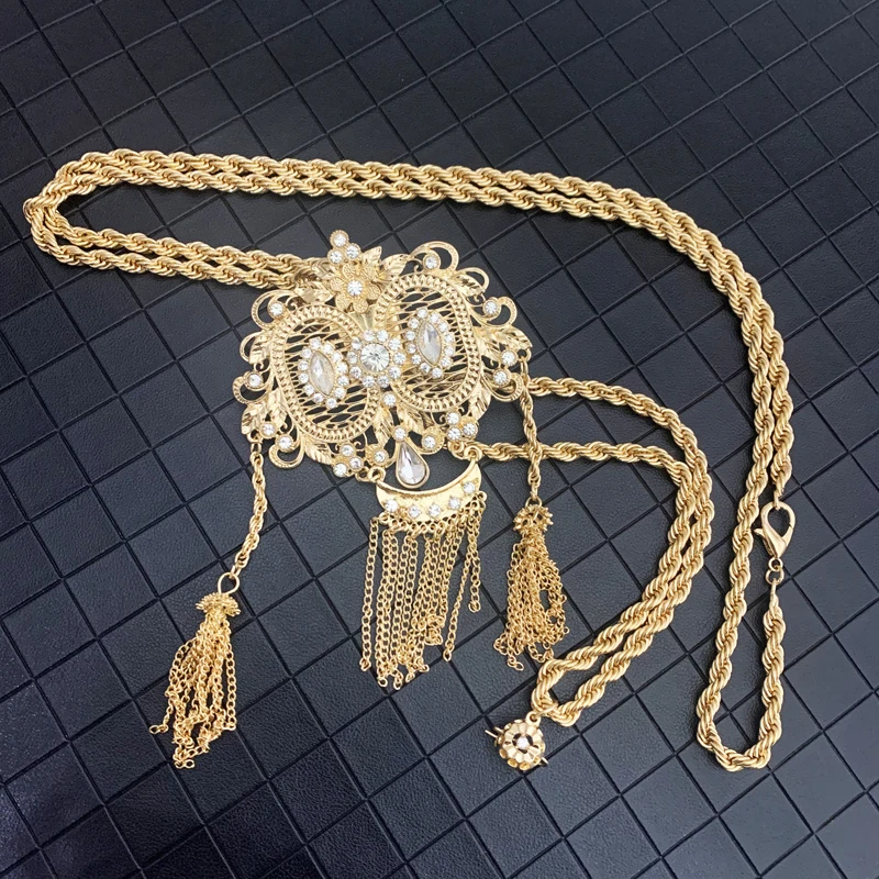 Арабский Золотой хрустальный кулон ажурное ожерелье с двойным лицом Подвеска