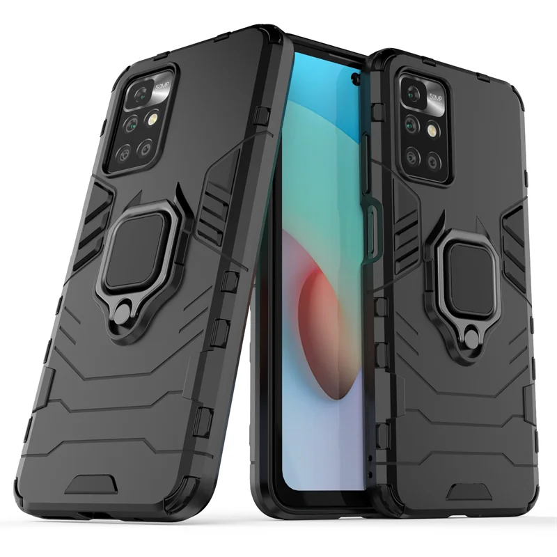 for poco m4 pro case for poco m4 x3 m3 pro f3 cover funda armor shell finger ring pc phone bumper for poco m4 pro free global shipping
