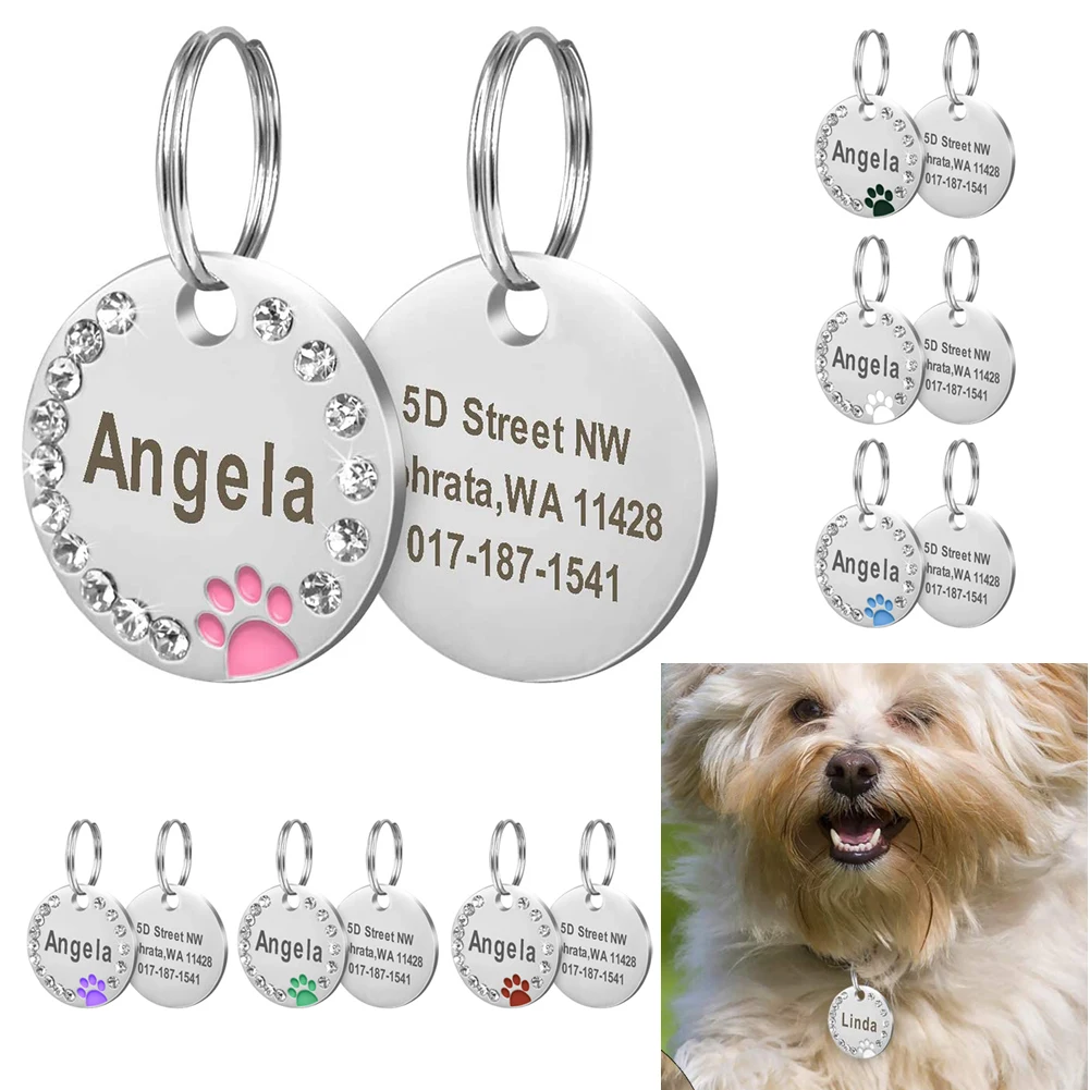

Personalized Dog Tag Custom Pet Puppy Cat ID Tag Dog Collar Accessories Engraved Stainless Steel Name Number for Dogs Cats