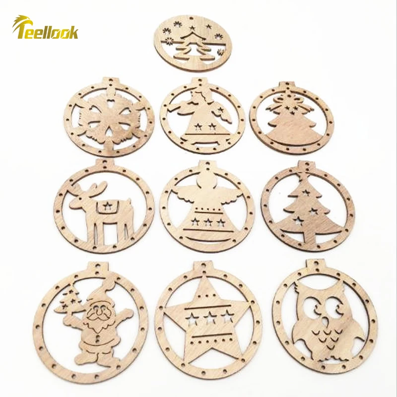 Teellook 50 шт. деревянное ремесло новый год семейный торговый центр рождественская