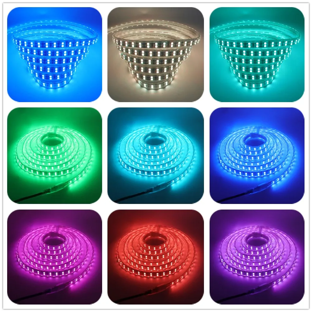 5050 RGB светодиодные полосы света 220 В водонепроницаемый 60 Светодиодный s/m 120