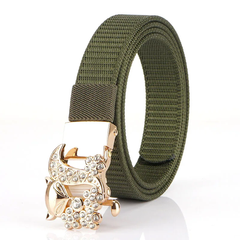 

Nylon belt women's canvas denim pants belt wearing a holeless automatic buckle belt