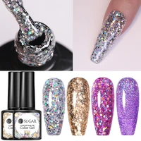 ur sugar 7 5ml silver champagne glitter gel polish purple color sequins soak off gel nail art manicuring nail gel polish