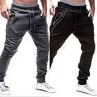 Брюки мужские с застежкой для ног, модные длинные штаны на молнии, облегающие рваные спортивные штаны для фитнеса, бега, джоггеры