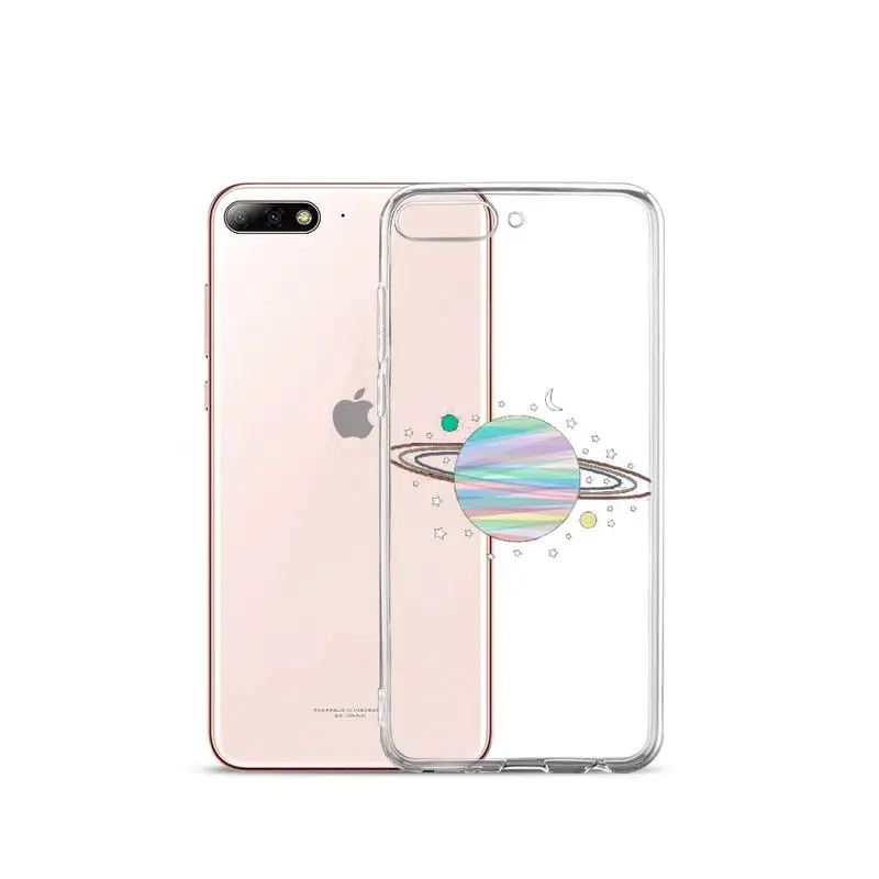 

Cute Cartoon Astronaut Planet Phone Case Transparent for iPhone Samsung A S 11 12 6 7 8 9 30 Pro X XS Max XR Plus lite
