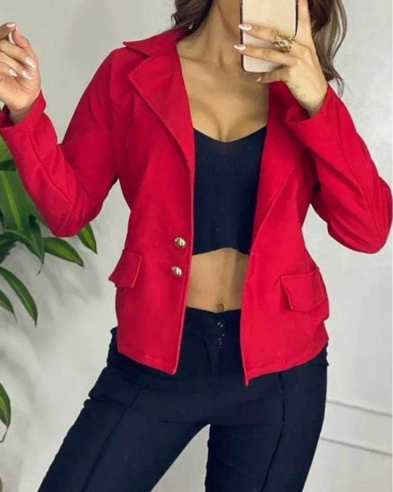 

Red backless chain casual jacket