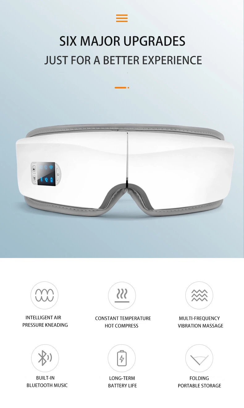 4D умная подушка безопасности Вибрационный массажер для глаз инструмент для ухода за глазами горячий компресс Bluetooth массажные очки для усталости глаз