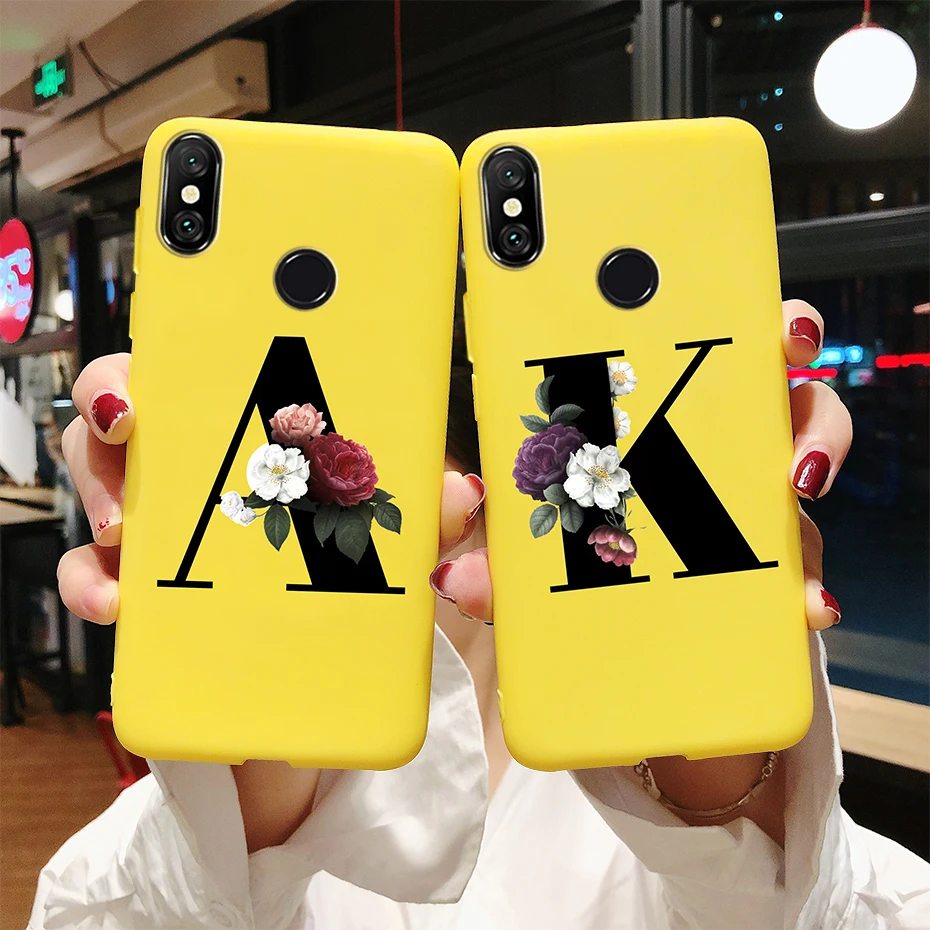 Чехол для Xiaomi Mi 8 силиконовый мягкий матовый чехол телефона с буквами и цветами