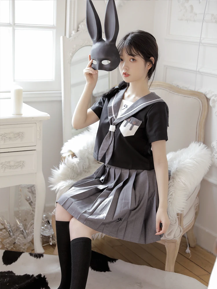 Японский Корейский матросский костюм кролик окунь школьница униформа Jk