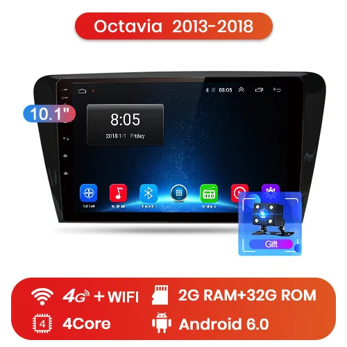 2-32G for 4G Junsun V1 2G+ 32G Android 9,0 для SKODA Octavia 2013- A7 автомобильный Радио Мультимедиа Видео плеер gps RDS 2 din dvd - Цвет: 2-32G for 4G