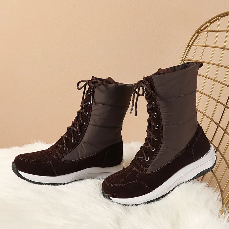 

New arrival winter warm women snow boots natural Genuine leather snow boots waterproof leisure Sports boots -30 degrees shoes
