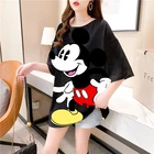 Disney 2021 женская футболка с мультипликационным принтом Микки и Минни Маус; Женские короткие летние милые кавайные футболки, топы белого цвета, футболка