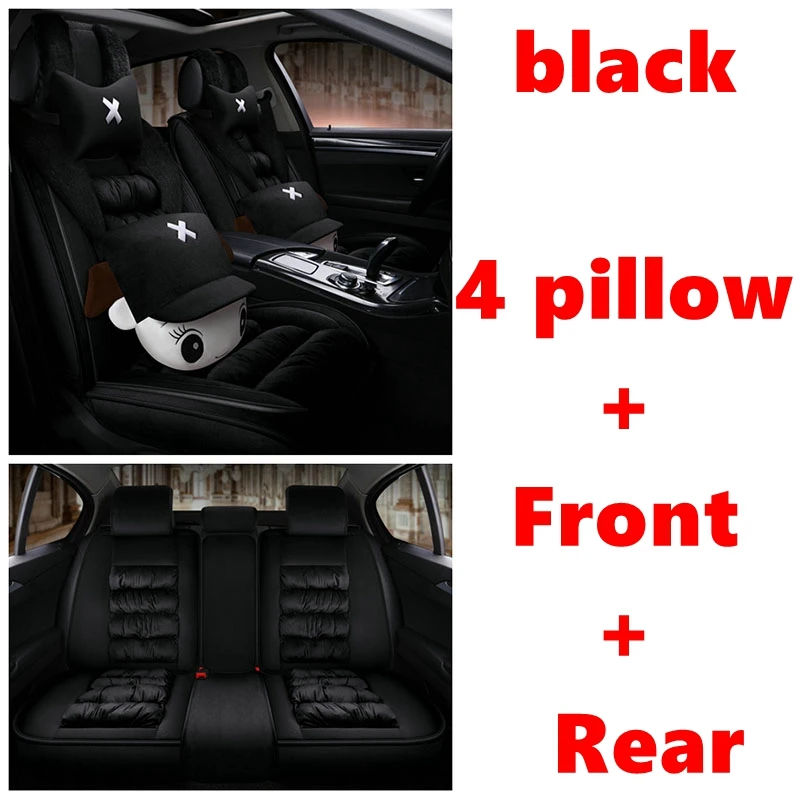 black Cartoon Передний+ задний Чехол для сидения автомобиля для peugeot 2008 3008 4007 4008 5008 205 206 207 301 306 307 308 405 406 407 508 607, SsangYong Korando Actyon Rexton Председатель Kyron, для Porsche Cayenne, Macan автомобиля подушка для автомобильного сиденья аксессуары - Название цвета: black Cartoon