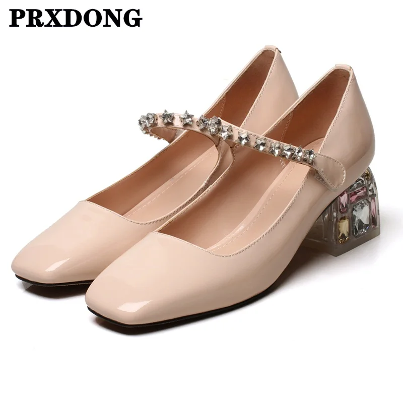 

New 2021 Spring Autumn Women Pumps Rhinestone Heels Shoes Mary Janes Pumps Newest Dress Party Wedding Shoes Woman Pumps size 39