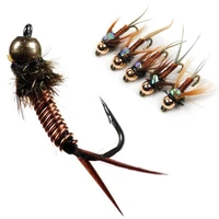 3pcs fly brass head copper nymph stone fly fishing trout bait 10 14 16