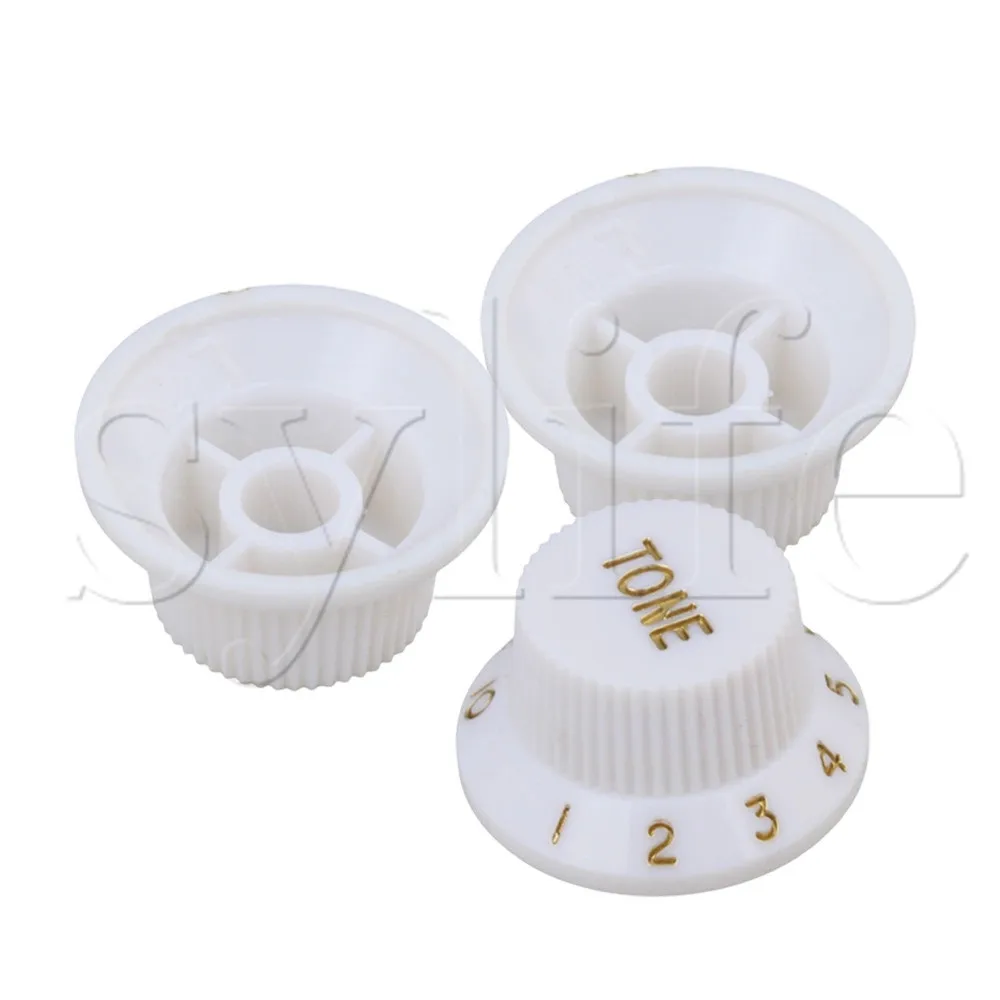 White 1-Volume 2-Tone Control Knob For Electric Guitar Pickup | Спорт и развлечения