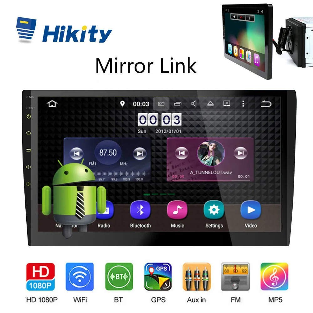 Hikity 10," 2 din автомагнитола Android gps навигация Wifi Автомобильный мультимедийный dvd-плеер с зеркальной связью Поддержка камеры заднего вида
