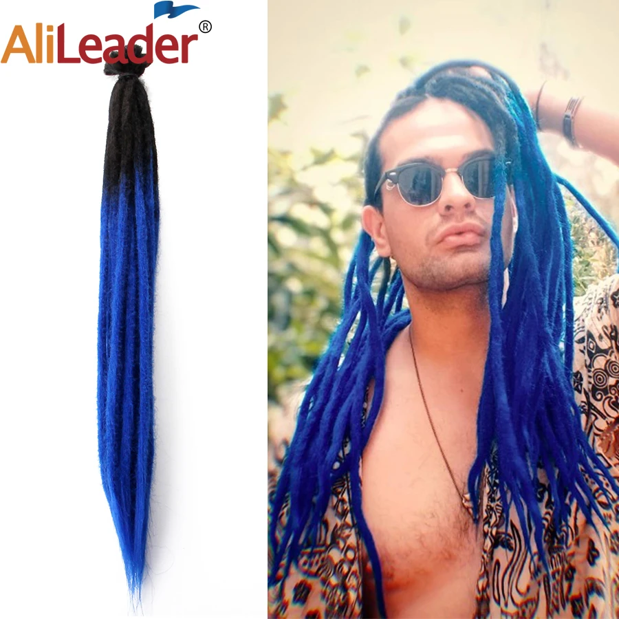 Alileader Sale Dreadlock 5/10 Strands Dreadlocks Hair Extension Ombre Crochet Braid Synthetic For Men |