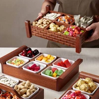 wooden candy box fruit plate snack tray banquet buffet cake plates wood nut snacks storage trays home living room storage