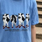 Летняя мультяшная футболка Whidbey Milk Run, Милая женская рубашка, футболки с графическим рисунком коровы, хлопковые топы с коротким рукавом, винтажная забавная футболка
