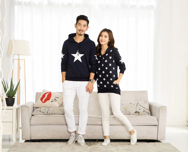 Семейный комплект одежды осенне зимняя хлопчатобумажная толстовка с капюшоном и