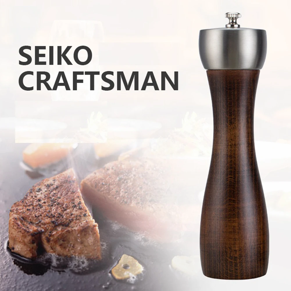 8 дюймов ручная мельница для перца регулируемая деревянная специй твердая