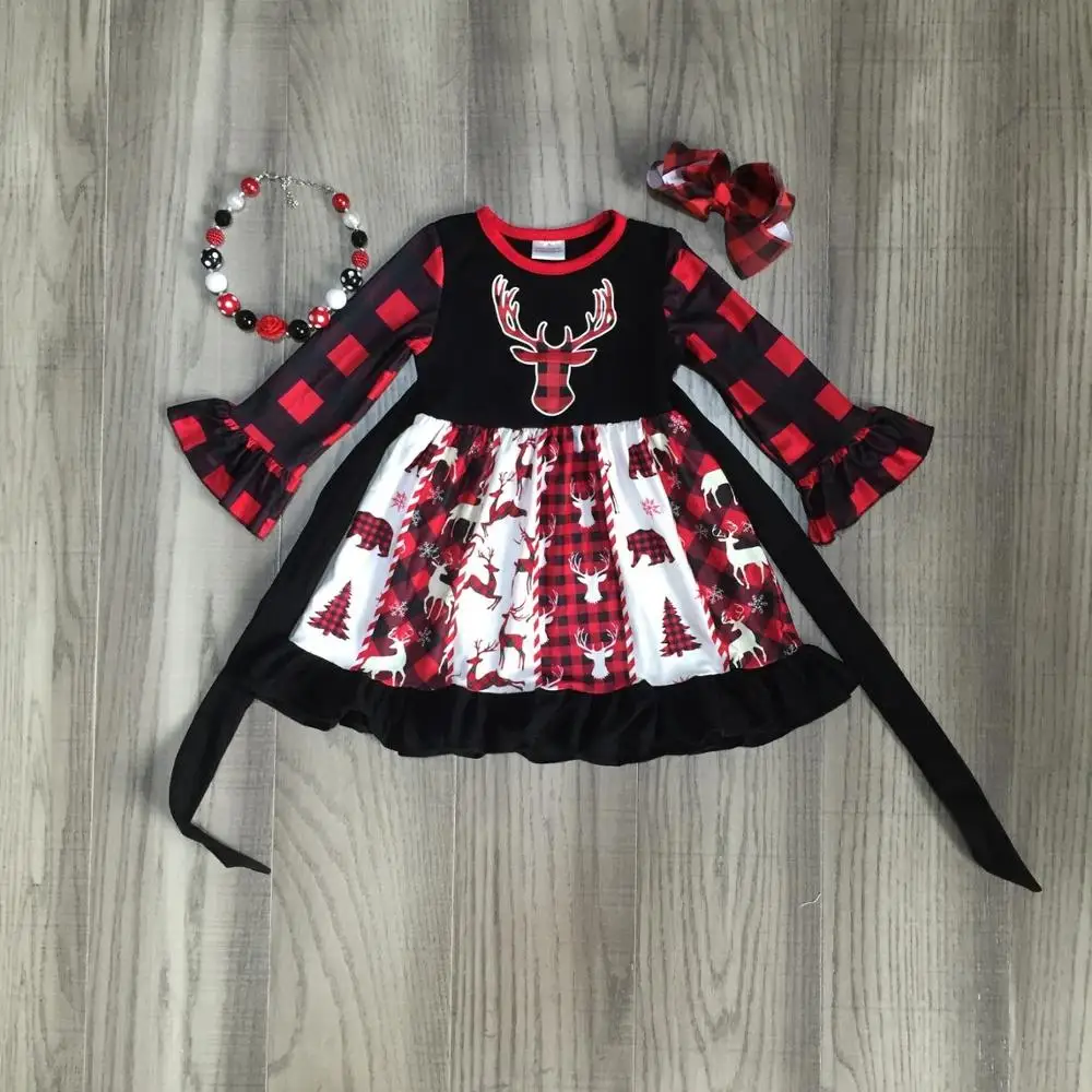 Рождественская Детская одежда для девочек детское хлопковое осенне зимнее