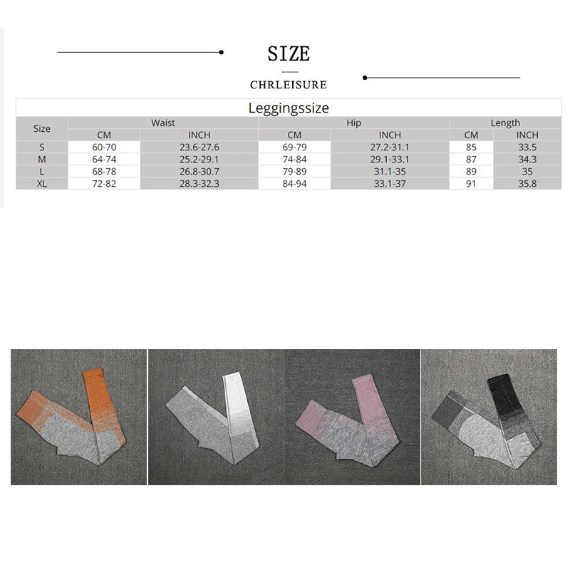 

CHRLEISURE Orange Leggings Workout Push Up Leggings High Waist Workout Gym Leggins Sexy Women Fitness Seamless Gradients Pants