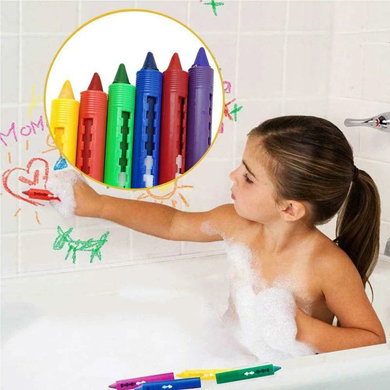 6 шт. моющиеся карандаши для детского макияжа во время купания красящие ручки