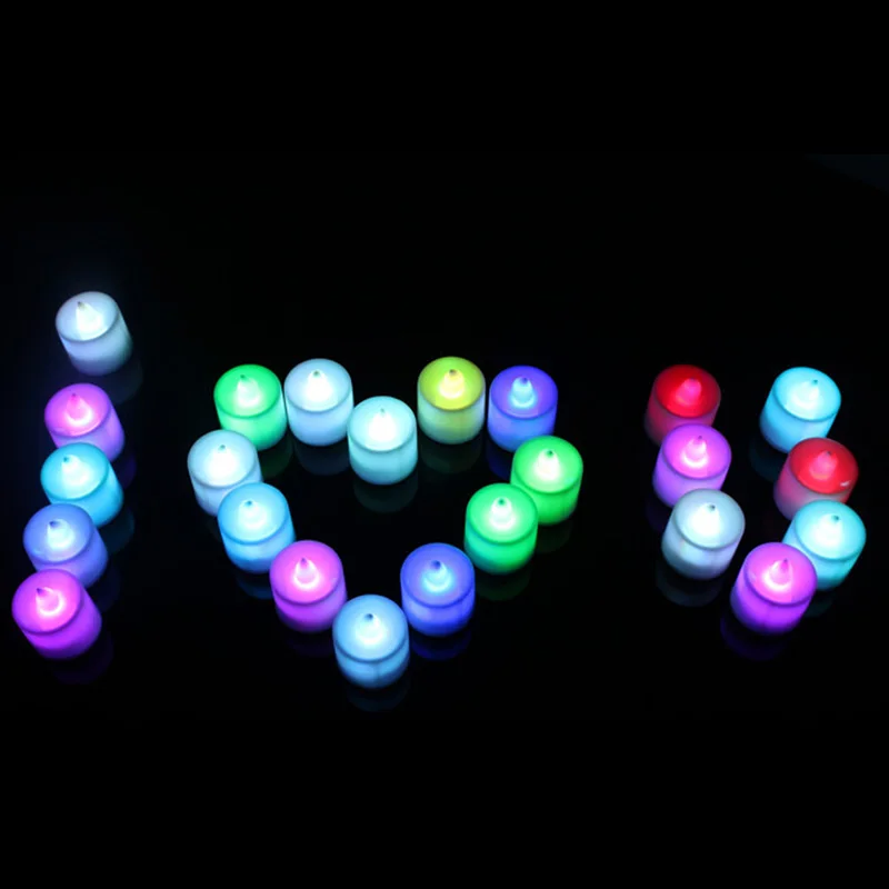 7 цветов светодиодный Изменение электронная беспламенная Свеча лампа дома