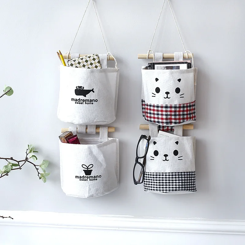 

Hostel Cute Cartoon Fabric Hanging Bag Buggy Bag Hanging behind the Wall Door Toilet Living Room Study Storage Bag Multi-Style